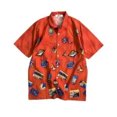 7SM3 総柄　開襟　コットンシャツ　半袖　個性的　ヴィンテージ　古着used