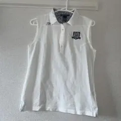 zoy ホワイト ノースリーブ ポロシャツ