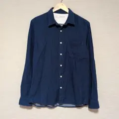 ネイビー 長袖シャツ Lサイズ 100%コットン