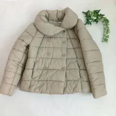 ニコアンド ショート 中綿ダウンコート ボリューム襟 ダブルボタン L