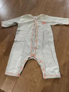 プチバトー ロンパース グレーとオレンジのボーダー　6m 67cm