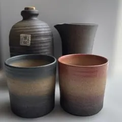 晩酌セット 美濃焼 焼酎ボトル 美濃焼 ロックカップ ペア 水差し計4点 陶器