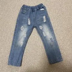 ダメージ加工ライトブルーロングパンツ