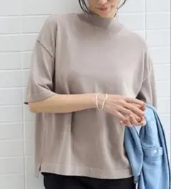 ベルーナ　ひんやり綿混ニットＴ　２着セット【オフ白◦モカ】のサムネイル