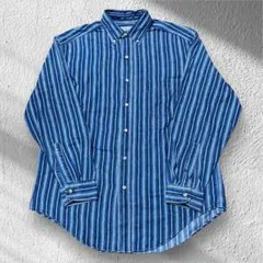 90s USA製 L.L.Bean ストライプ ボタンダウン デニムシャツ M
