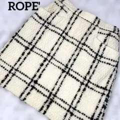 《ROPE'》ロペツイードスカート S ミニ　ホワイト　ブラック　日本製　Mのサムネイル