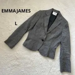 エマジェイムス テーラードジャケット　シングルボタン　ヘリンボーン　L　グレー