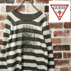 GUESS（ゲス） ボーダー柄 ロゴ セーター ブラウン×ホワイトのサムネイル
