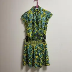 alice + olivia 花柄 フリル袖 セットアップ M グリーン