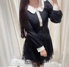 evelyn レースビジューワンピース 黒