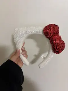 ユニバ usj キティ カチューシャ ホワイト/レッド