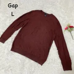 ギャップ【L】ニットセーター　裾リブ　カジュアル　メンズ　コットン　洗える