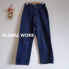 グローバルワーク デニムパンツ【L】前ファスナー ポケット有り ややテーパード