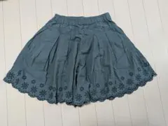 グリーン 花柄刺繍 キュロットスカート 140サイズ