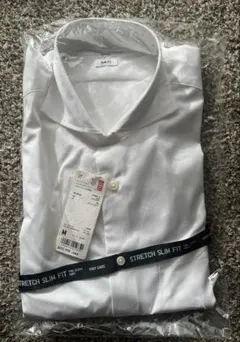 新品　ユニクロ　ファインクロスストレッチスリムフィットブロードシャツ長袖M