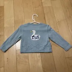 familiar 水色 スワン刺繍 カーディガン 80センチ