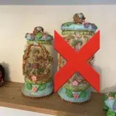 天使のレリーフ付き 陶器製キャニスター 小物入れ