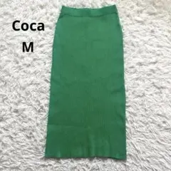 coca コカ　リブニットスカート ウエストゴム ミディアム丈　グリーン　緑のサムネイル