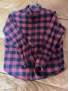 GU 赤黒チェック 長袖シャツ