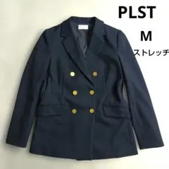 PLST　紺ブレ　金ボタン　ダブルブレストテーラードジャケット　M