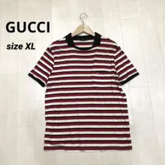 GUCCI イタリア製 ロゴ刺繍 ボーダー ポロシャツ XL メンズのサムネイル