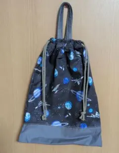 ハンドメイド　お着替え袋　体操着袋　宇宙柄　持ち手付き　巾着袋　②