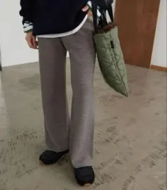 スローブイエナ　ウォッシャブルスムースニットパンツ　グレー