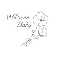 マタニティフォトシール　 ペイント アート 妊婦 写真　線画　牡丹