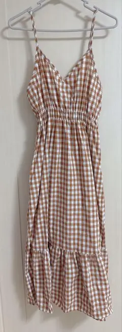 doiconcern オレンジ ギンガムチェック ワンピース