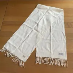 マフラー アイボリー フリンジ 毛100% カシミヤ混 ALVANIRO