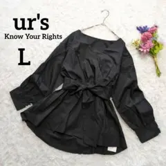 新品✨️ユアーズ　カシュクールブラウス　長袖　黒　L　リボンベルテッド　6764のサムネイル