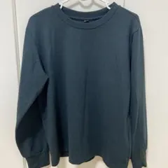 UNIQLO 長袖カットソー ニット クルーネック 深緑 伸縮性 ユニクロ
