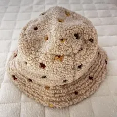 ▽値下げ▼ZARA baby*ベージュ 花柄刺繍 ボア バケットハット
