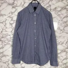 ❤︎美品❤︎H&M／ギンガムチェック長袖シャツ　メンズ　白×ブルー【Sサイズ】