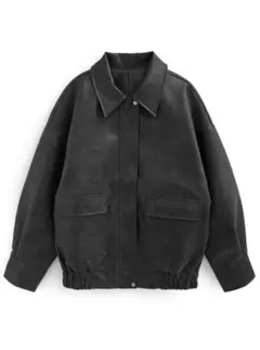 ブラックレザージャケット オーバーサイズ