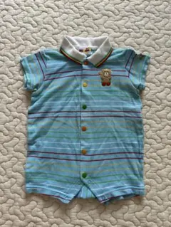 ミキハウス 水色 ポロシャツ風ロンパース