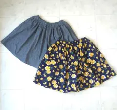 キュロット♡花柄と無地♡ 2点セット♡キュロットパンツ♡ガールズ♡GITAのサムネイル