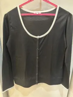 GLACIER ブラック カーディガン L ハート型ボタン　Ｌ　替えボタン付