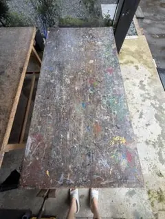 図工室 木製 作業台 骨董品 アンティーク テーブル No.4 - メルカリ