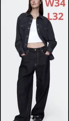 GAP スーパーバギーデニム ダークインデイゴ　リンスW34/L32