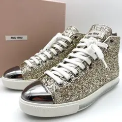 未使用★ミュウミュウ　グリッター　スニーカー　ハイカット　ラメ　35 1/2