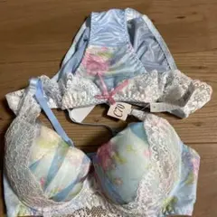 花柄レースブラジャーショーツセットサイズC70