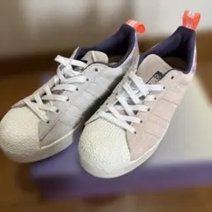 adidas スエード スニーカー グレー/ピンク　スーパースター