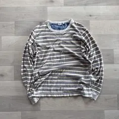 00s olduniqlo 前V マルチボーダーカットソー　ロンT y2k