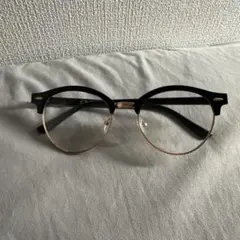 ラウンド型 ブラックフレーム メガネ