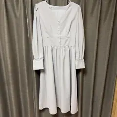 JUNOAH グレーの長袖シャツワンピース