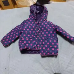 ネイビー ピンク 水玉 ダウンコート