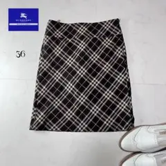 バーバリーブルーレーベル チェック柄 スカート 36 ウール100% ブラウン