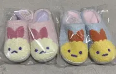 すみっコぐらし　天使なえびてん　ふわもこルームシューズ　ブルー　ピンク　2セット