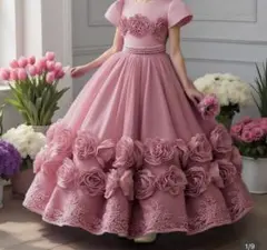 発表会 七五三 140cmピンクチュールドレスフォーマルワンピース美品SHEIN